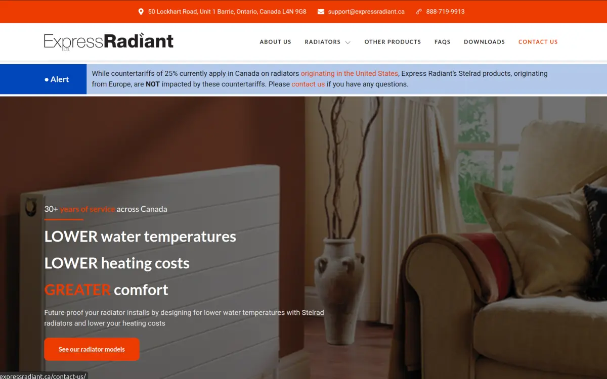Express Radiant website homepage